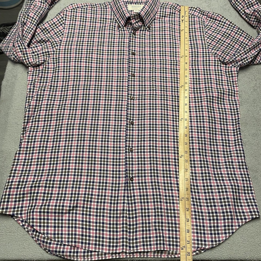 Hagen Carmel Fit Shirt Mens XXL Blue Pink Gingham Check Plaid Cotton Casual Prep - Picture 5 of 8